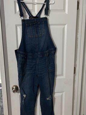 Maternity Indigo Blue Dark Denim Overalls